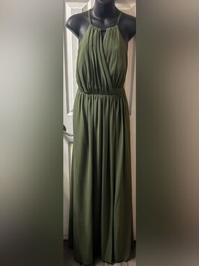 Revelry Dark Green Halter Dress
